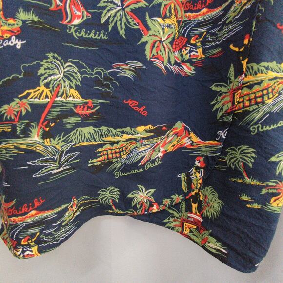 Hilo Hattie Hawaiian Wrap Skirt Womens XL Blue Original Vintage - Picture 4 of 8